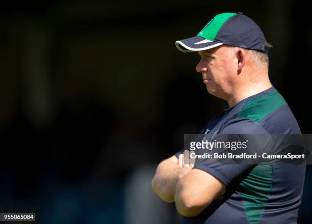 London Irish's Head Coach Declan Kidney during the Aviva Premiership match between Bath Rugby and London Irish at Recreation Ground on May 5, 2018 in...