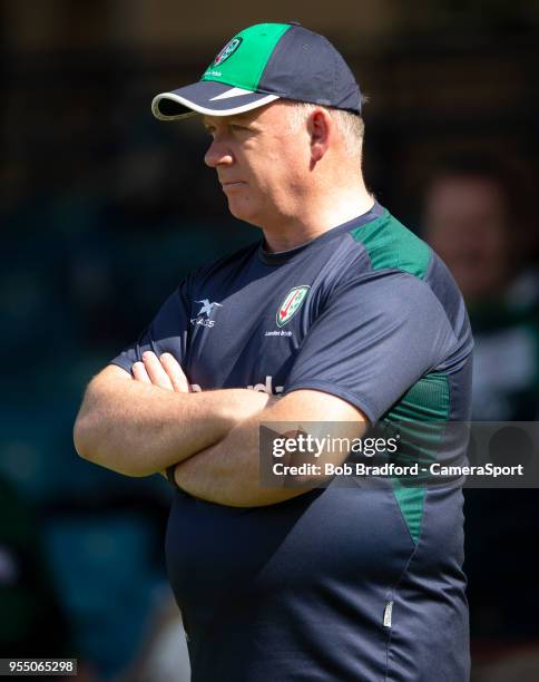 London Irish's Head Coach Declan Kidney during the Aviva Premiership match between Bath Rugby and London Irish at Recreation Ground on May 5, 2018 in...