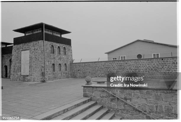 Entrance guard tower at mauthausen, Entrance guard tower and walkway at Mauthausen, a Nazi concentration camp in operation during World War II. Over...