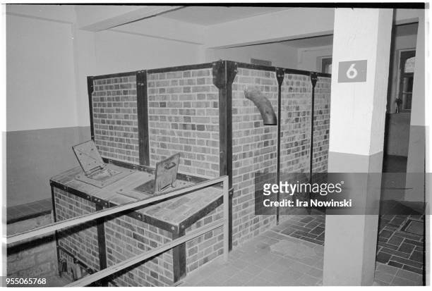 Brick crematorium ovens, Rear view of brick crematorium ovens at Mauthausen, a Nazi concentration camp in operation during World War II. Over 100,...