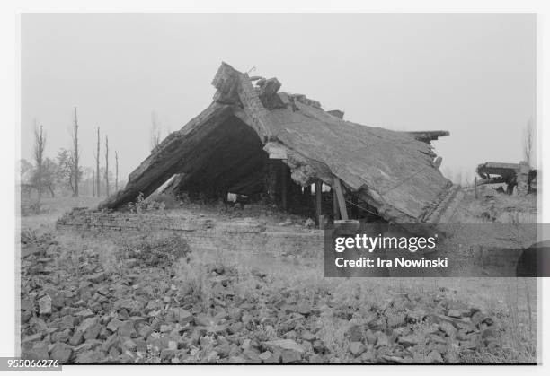 Crematorium and gas chamber ruins, Near the end of the war, SS men destroyed many of the buildings at the concentration camp to conceal their crimes...