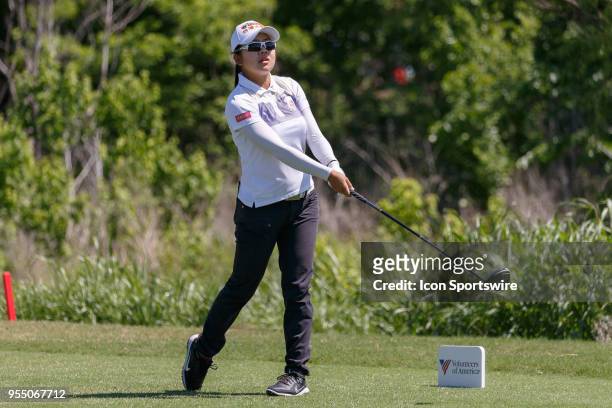 Peiyun Chen of Taiwan hits her tee shot on during the LPGA Volunteers of America Texas Classic on May 5, 2018 at the Old American Golf Club in The...