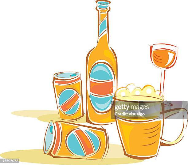 beers - empty beer bottles stock illustrations