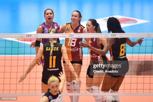 Galatasaray Istanbul's Dobriana Rabadzhieva reacts during Semifinal 2 between CS Volei Alba Blaj and Galatasaray Istanbul for the CEV Volleyball...