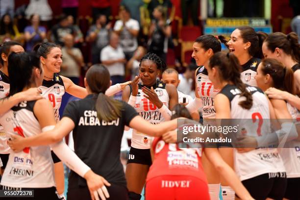 Volei Alba Blaj's Ana Cleger celebrates after winning Semifinal 2 between CS Volei Alba Blaj and Galatasaray Istanbul for the CEV Volleyball...