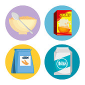 group of nutritive food icons