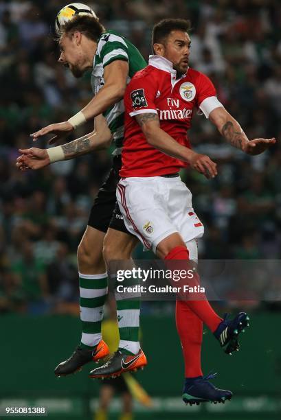 Sporting CP defender Sebastian Coates from Uruguay with SL Benfica defender Jardel Vieira from Brazil in action during the Primeira Liga match...