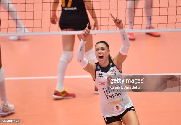 Volei Alba Blaj's Petya Barakova celebrates during Semifinal match between CS Volei Alba Blaj and Galatasaray within the CEV Volleyball Champions...