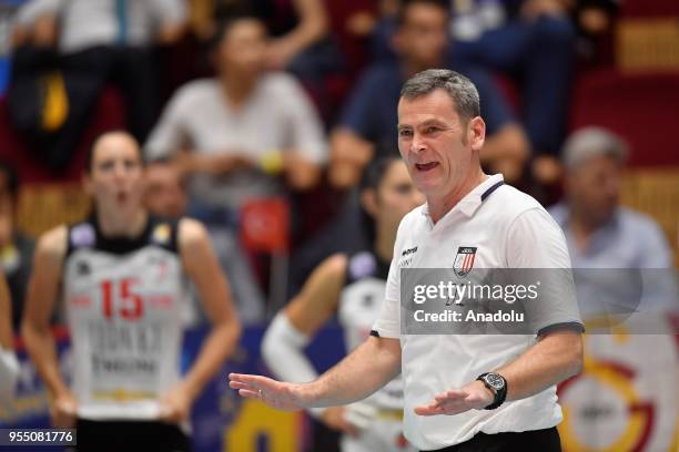 Volei Alba Blaj's head coach Darko Zakoc gestures during Semifinal match between CS Volei Alba Blaj and Galatasaray within the CEV Volleyball...