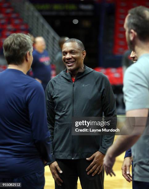 New Orleans Pelicans after practice preparing for Game Four of the NBA Western Conference Semi-finals against the Golden State Warriors on May 5,...