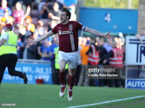 Ash Taylor of Northampton Town celebrates after scoring his sides second goal during the Sky Bet League One match between Northampton Town and Olham...