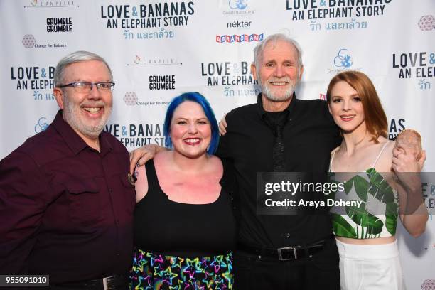 Leonard Maltin, Jessie Maltin, Michael Bell and Ashley Bell attend the Love & Bananas: An Elephant Story Los Angeles premiere at Laemmle Music Hall...
