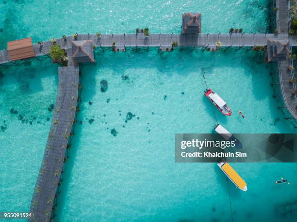 ocean from sky - mabul island stock pictures, royalty-free photos & images