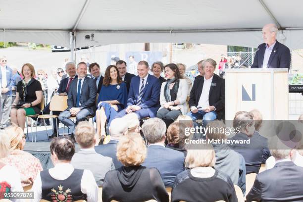 Secretary General of Nordic Council of Ministers Dagfinn Hoybraten speaks as Seattle Mayor Jenny Durkan, US Congress member Rick Larsen, Denmark...