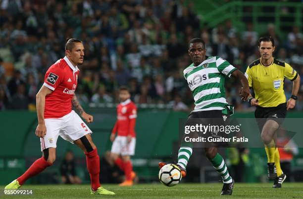 Sporting CP midfielder William Carvalho from Portugal with SL Benfica midfielder Ljubomir Fejsa from Serbia in action during the Primeira Liga match...