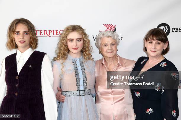 Maya Hawke, Kathryn Newton, Angela Lansbury and Heidi Thomas attend the "Little Women" FYC Reception And Panel Discussion at Linwood Dunn Theater at...