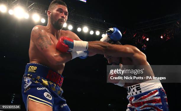 Tony Bellew and David Haye during the Heavyweight Contest bout at the O2 Arena, London.