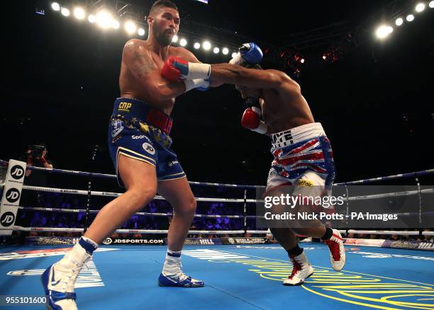 Tony Bellew and David Haye during the Heavyweight Contest bout at the O2 Arena, London.