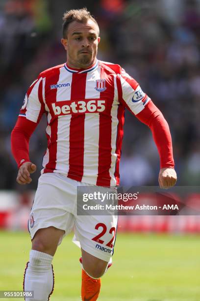 Xherdan Shaqiri of Stoke City during the Premier League match between Stoke City and Crystal Palace at Bet365 Stadium on May 5, 2018 in Stoke on...