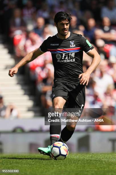 James Tomkins of Crystal Palace during the Premier League match between Stoke City and Crystal Palace at Bet365 Stadium on May 5, 2018 in Stoke on...