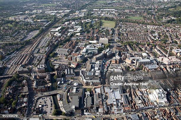 aerial view of guildford city centre - guildford ストックフォトと画像