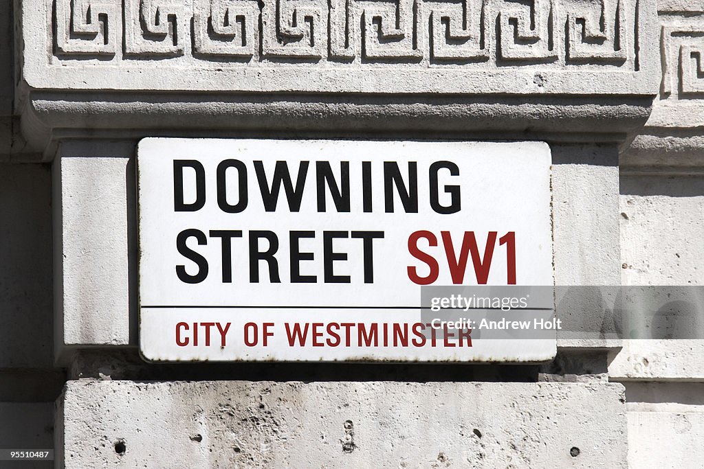 Downing Street sign, Westminster, London