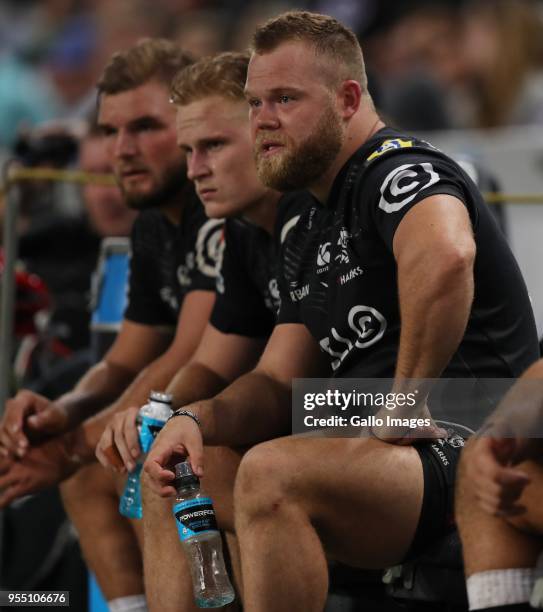 Akker van der Merwe of the Cell C Sharks during the Super Rugby match between Cell C Sharks and Highlanders at Jonsson Kings Park Stadium on May 05,...