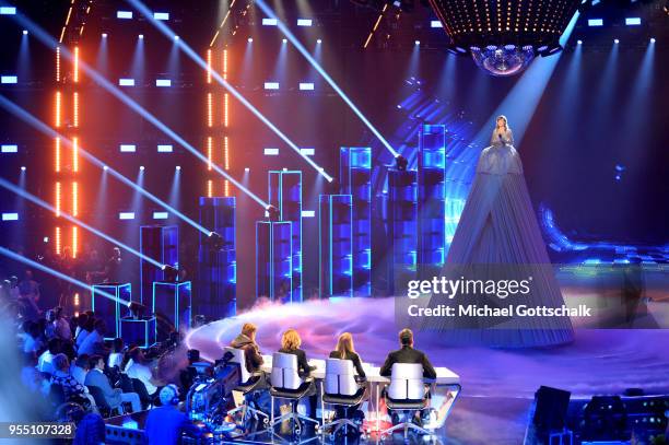 Marie Wegener, winner of the finals of the tv competition 'Deutschland sucht den Superstar' at Coloneum on May 5, 2018 in Cologne, Germany.