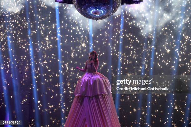 Marie Wegener, winner of the finals of the tv competition 'Deutschland sucht den Superstar' at Coloneum on May 5, 2018 in Cologne, Germany.