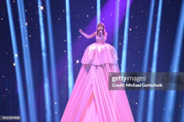 Marie Wegener, winner of the finals of the tv competition 'Deutschland sucht den Superstar' at Coloneum on May 5, 2018 in Cologne, Germany.