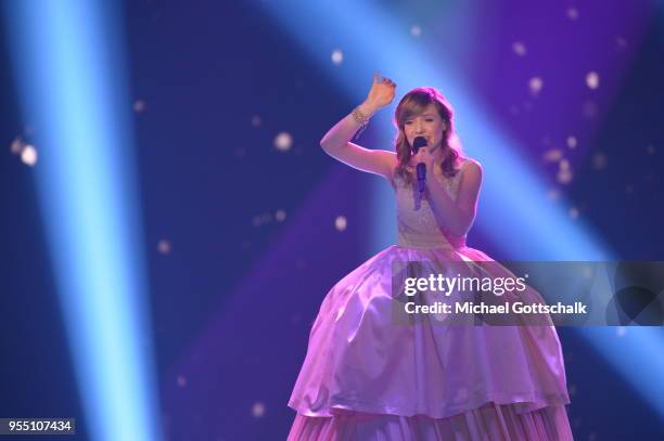 Marie Wegener, winner of the finals of the tv competition 'Deutschland sucht den Superstar' at Coloneum on May 5, 2018 in Cologne, Germany.