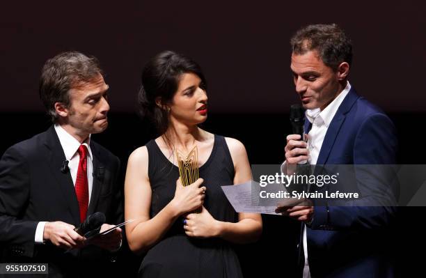 Dana Idisis and Yuval Shafferman accept Grand Jury Prize during the closing ceremony of Series Mania Lille Hauts de France festival on May 5, 2018 in...