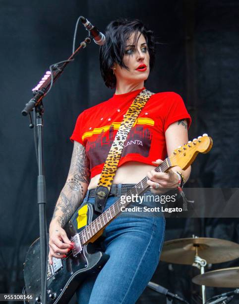 Brody Dalle of The Distillers performs at Shaky Knees Music Festival at Atlanta Central Park on May 5, 2018 in Atlanta, Georgia.