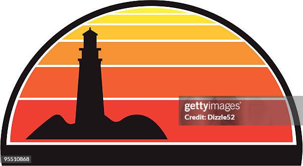 lighthouse against sunset - spring break stock illustrations