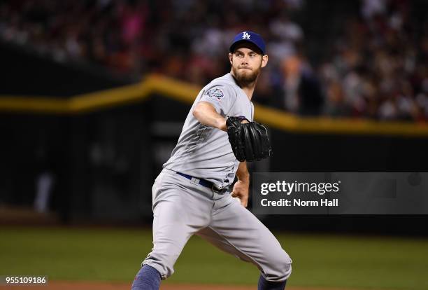 Tony Cingrani of the Los Angeles Dodgers delivers a pitch against the Arizona Diamondbacks at Chase Field on May 2, 2018 in Phoenix, Arizona.