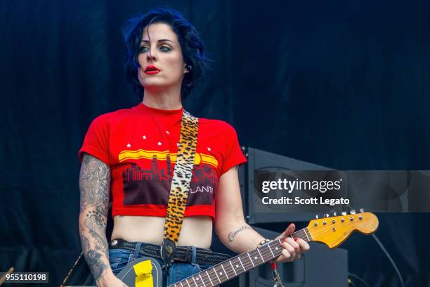 Brody Dalle of The Distillers performs at Shaky Knees Music Festival at Atlanta Central Park on May 5, 2018 in Atlanta, Georgia.