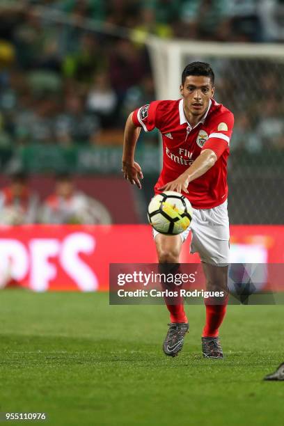 Benfica forward Raul Jimenez from Mexico during the Portuguese Primeira Liga match between Sporting CP and SL Benfica at Estadio Jose Alvalade on May...