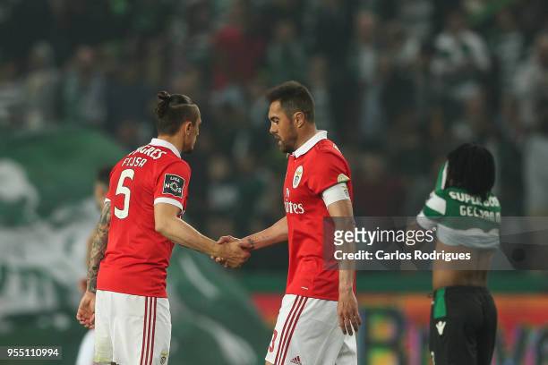 Benfica midfielder Ljubomir Fejsa from Serbia and SL Benfica defender Jardel Vieira from Brasil during the Portuguese Primeira Liga match between...