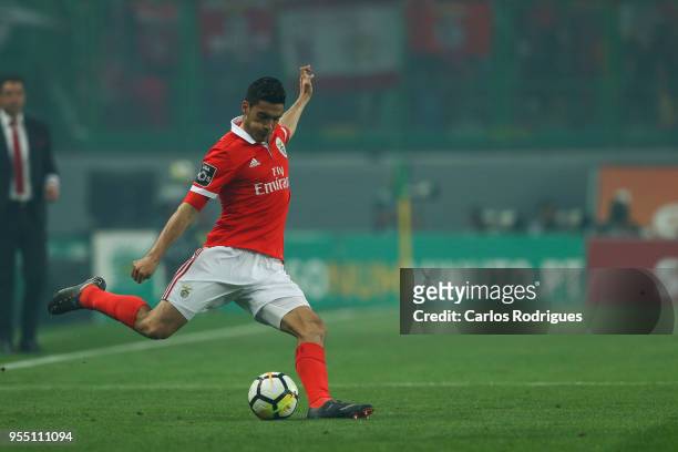 Benfica forward Raul Jimenez from Mexico during the Portuguese Primeira Liga match between Sporting CP and SL Benfica at Estadio Jose Alvalade on May...