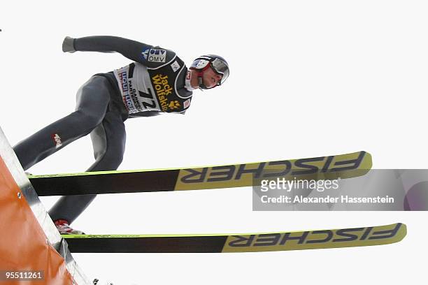 Gregor Schlierenzauer of Austria competes during the training round of the FIS Ski Jumping World Cup event of the 58th Four Hills ski jumping...