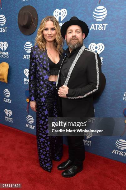 Jennifer Nettles and Kristian Bush of musical group Sugarland arrive at the 2018 iHeartCountry Festival By AT&T at The Frank Erwin Center on May 5,...