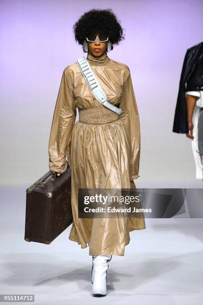 Model walks the runway during the Alexandre Arutnyov Fall/Winter 2018/2019 Collection fashion show at Mercedes-Benz Fashion Week Tbilisi on May 5,...