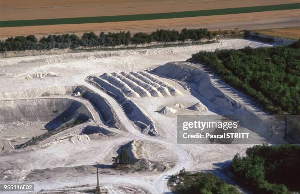 La carrière de craie des Grandes-Loges, dans la Marne, France.