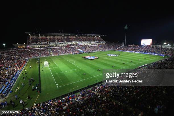 General Views of pre match entertainment during the 2018 A-League Grand Final match between the Newcastle Jets and the Melbourne Victory at McDonald...