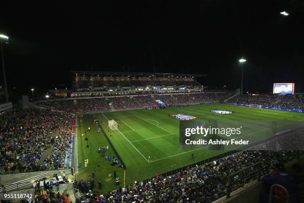 General Views of pre match entertainment during the 2018 A-League Grand Final match between the Newcastle Jets and the Melbourne Victory at McDonald...