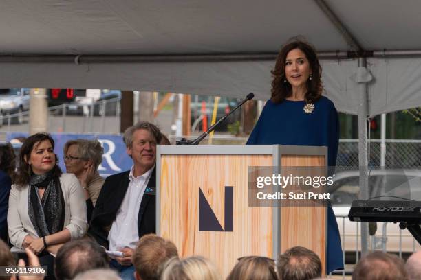 Iceland First Lady Eliza Reid and Nordic Museum Executive Director Eric Nelson watch as Her Royal Highness the Crown Princess Mary of Denmark speaks...