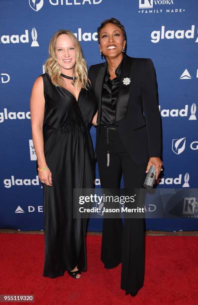 Amber Laign and Robin Roberts attend the 29th Annual GLAAD Media Awards at The Hilton Midtown on May 5, 2018 in New York City.