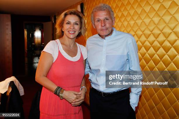 Actress Corinne Touzet and author and journalist Patrick Poivre D'Arvor attend "Patrick et ses Fantomes" Theater Play at Casino de Paris on May 5,...