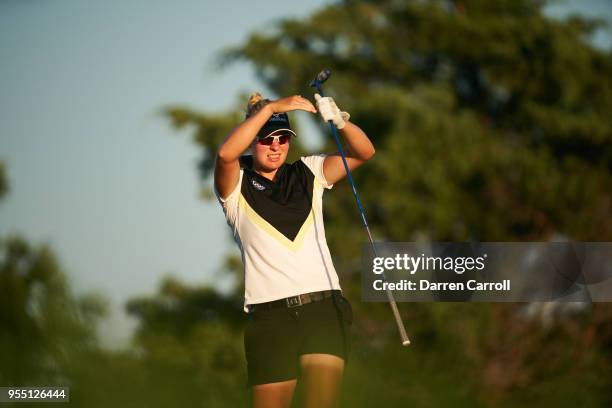 Nicole Broch Larsen of Denmark watches her tee shot at the third hole during the second round of the 2018 Volunteers of America LPGA Texas Classic at...