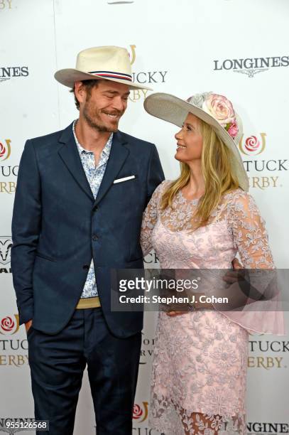 Actors Christopher Backus and Mira Sorvino attends The 144th Annual Kentucky Derby at Churchill Downs on May 5, 2018 in Louisville, Kentucky.